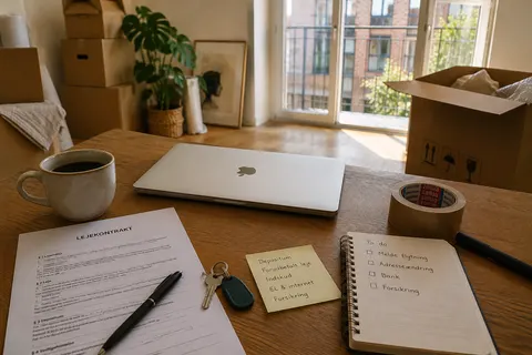 Laptop, apartment, keys.